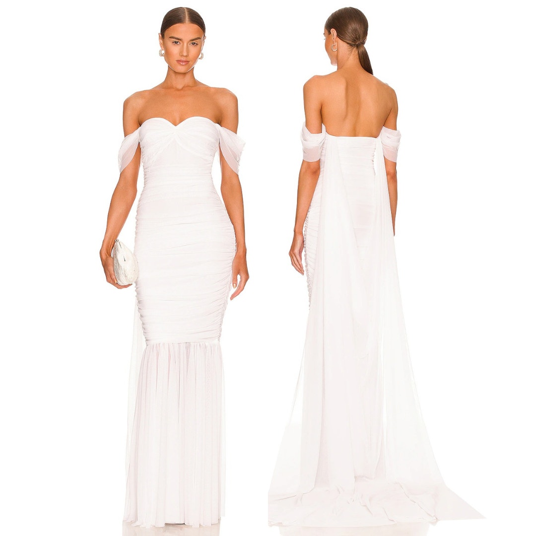 Norma Kamali Walter Gown Maxi Fishtail Party Formal Gala Bridal Wedding Fairy Xs